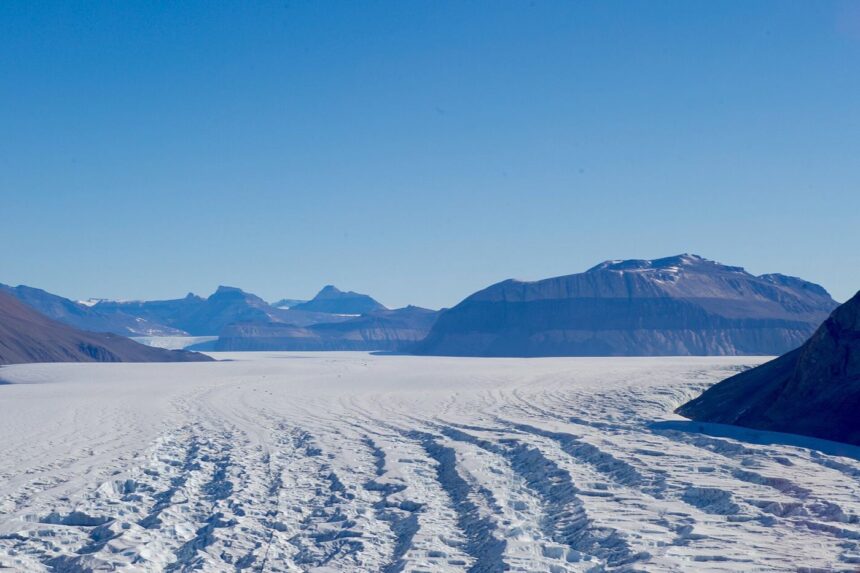 A research station on the Antarctic ice sheet