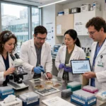 Researcher preparing a personalised cancer vaccine in a laboratory