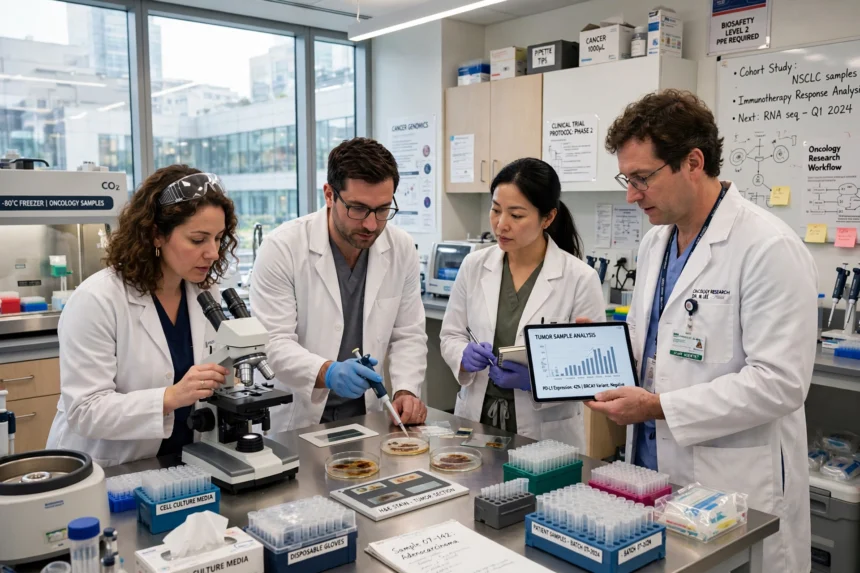 Researcher preparing a personalised cancer vaccine in a laboratory