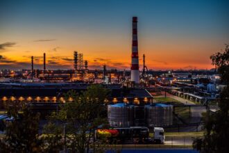 oil refinery sunset photo illustrating refining margins