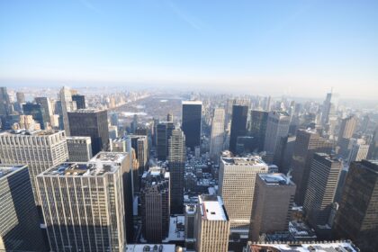 New York Manhattan skyline finance photo illustrating US economy